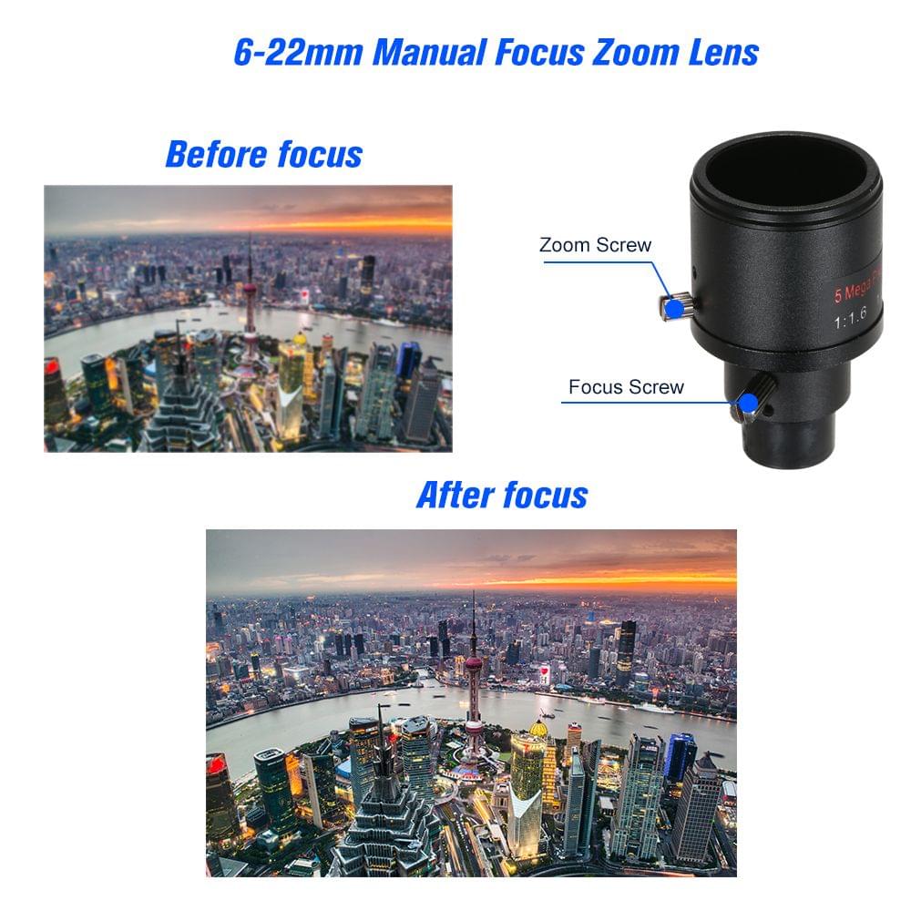 5.0 Megapixel Varifocal 6-22mm CCTV Camera Lens Manual Focus