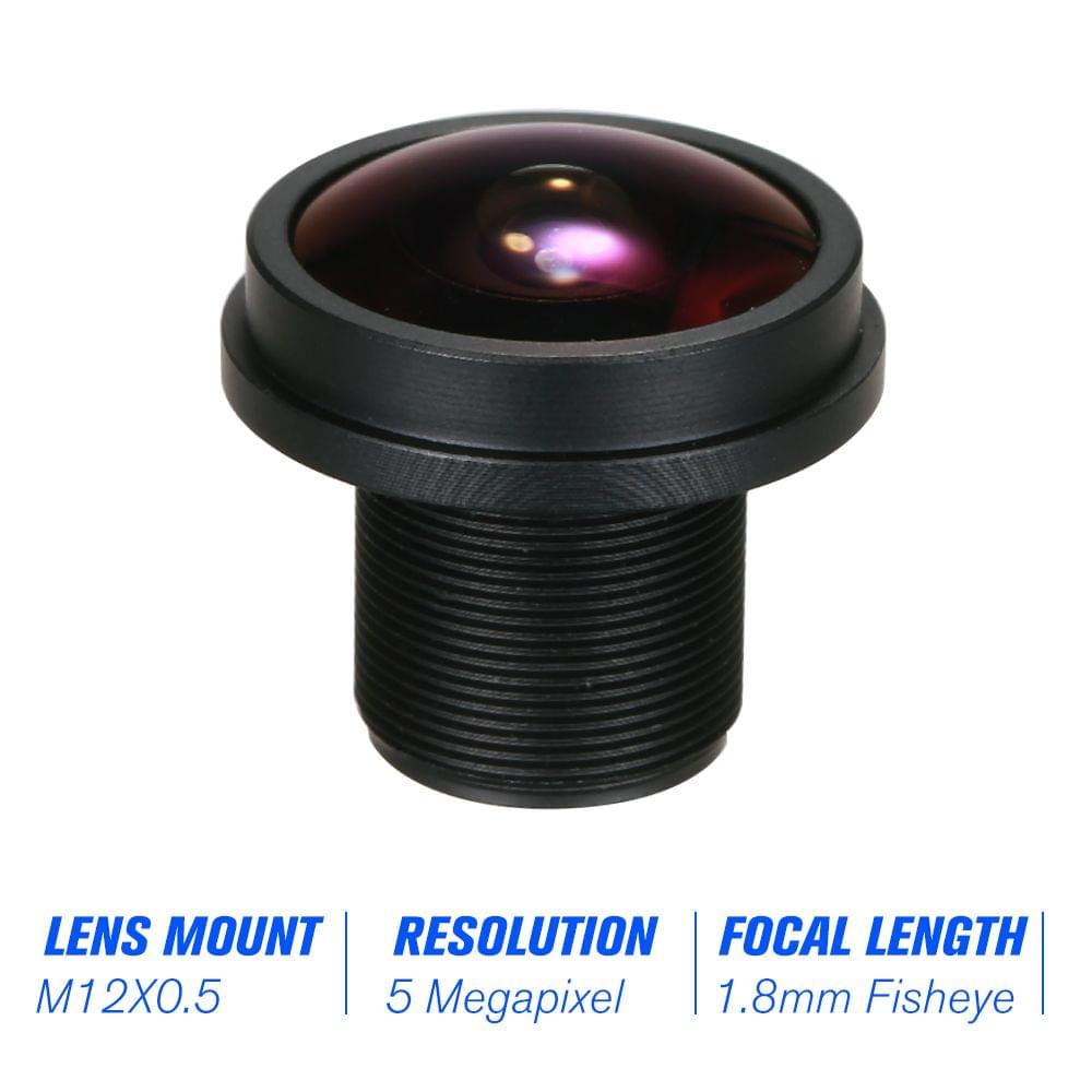 1.8mm Fisheye Lens HD 5.0 Megapixel IR M12 Mount 1/2.5" F2.0