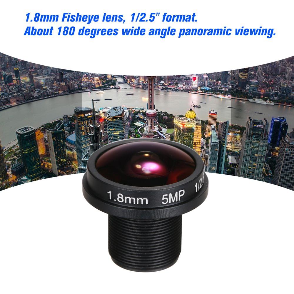 1.8mm Fisheye Lens HD 5.0 Megapixel IR M12 Mount 1/2.5" F2.0