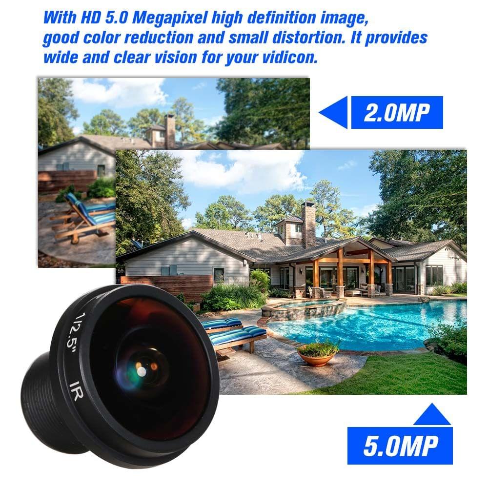 1.8mm Fisheye Lens HD 5.0 Megapixel IR M12 Mount 1/2.5" F2.0