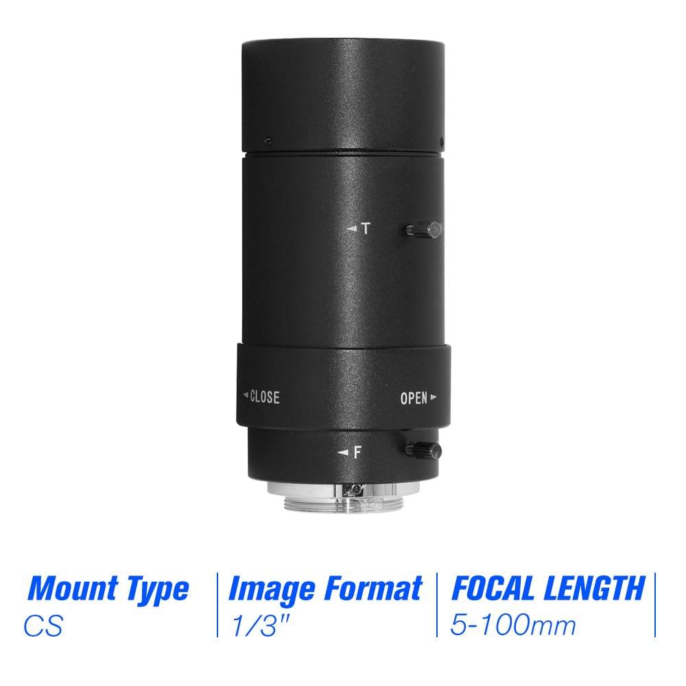 5-100mm CS F1.8 Lens 1/3" Manual Iris & Focal Length