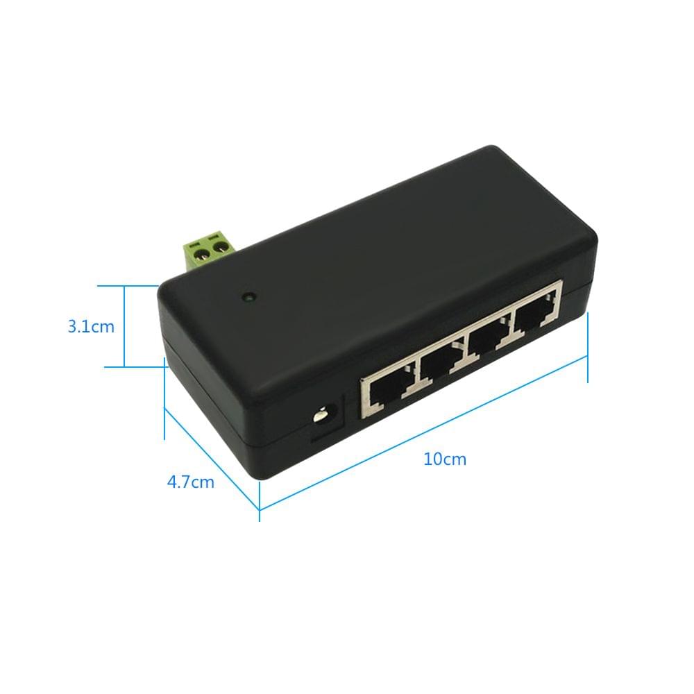 CCTV 4CH PoE Injector Box DC 12V-48V Power Supply for