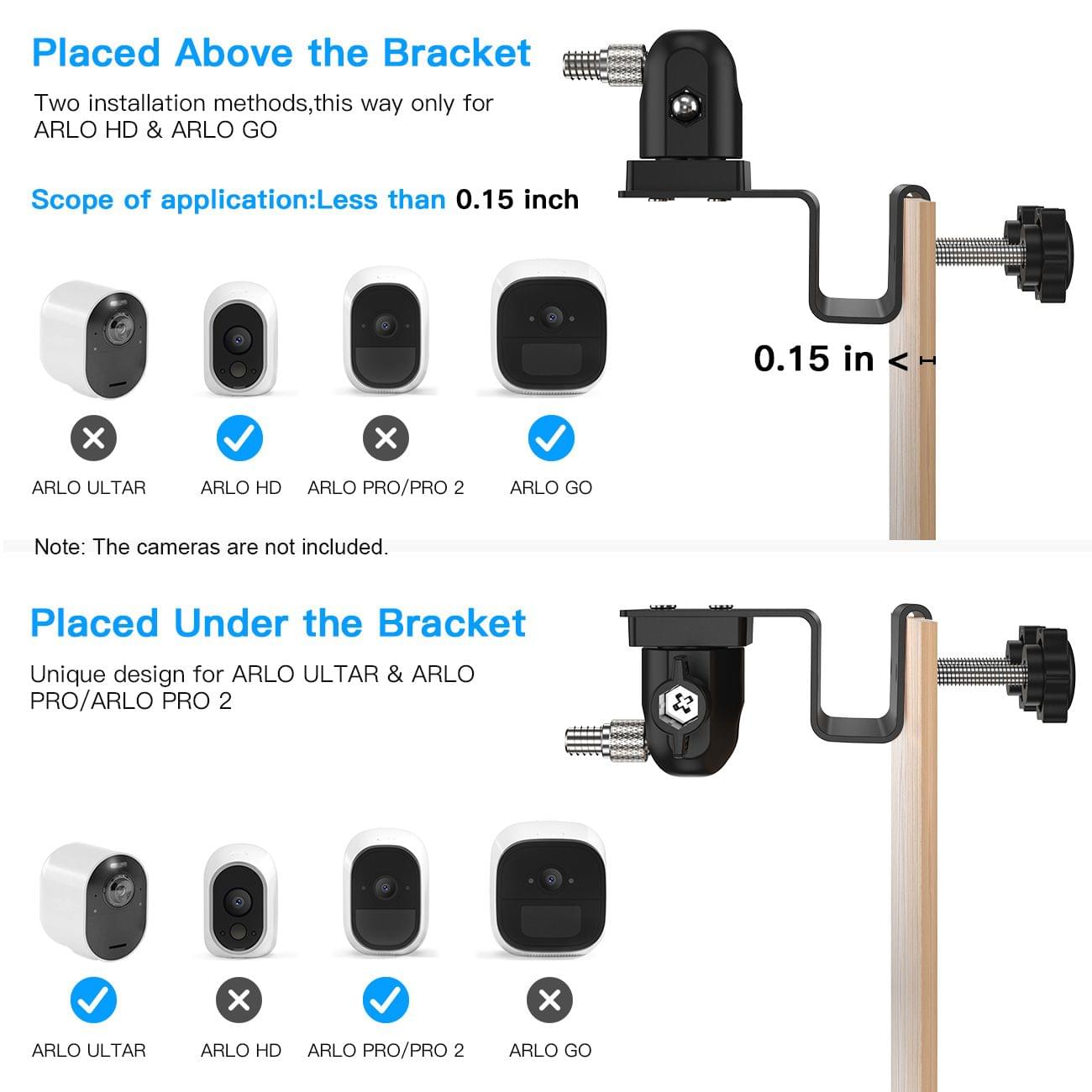 2 Pack Adjustable Gutter Mount for Arlo HD/Arlo Pro/Arlo - 2PCS