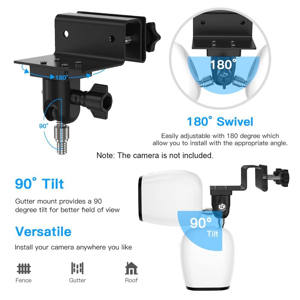2 Pack Adjustable Gutter Mount for Arlo HD/Arlo Pro/Arlo - 2PCS