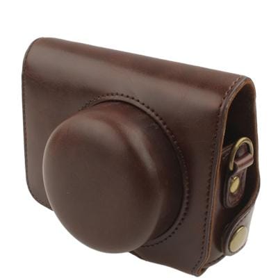 Retro Leather Camera Bag for Panasonic GF3,With Short Lens (Coffee)