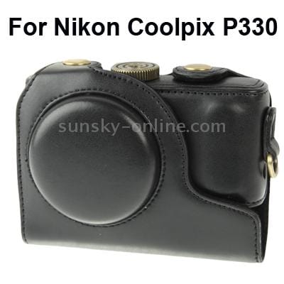 Leather Camera Case Bag for Nikon Coolpix P330 (Black)