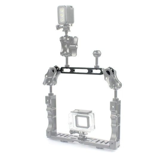 PULUZ 7.87 inch 20cm Aluminum Alloy Dual Balls Arm for Underwater Torch / Video Light, Ball Diameter: 2.54cm (Black)