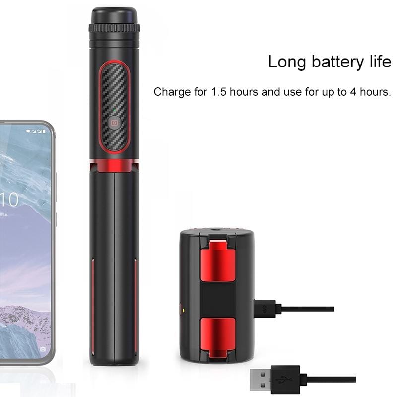 Mini Stabilizer Selfie Stick Tripod Mount Holder?with Bluetooth Remote Control (Red)