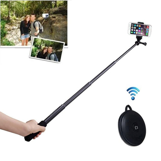 Extendable Selfie Stick Monopod with Phone Holder + Bluetooth Remote Control, Max Length: 94cm (Black)
