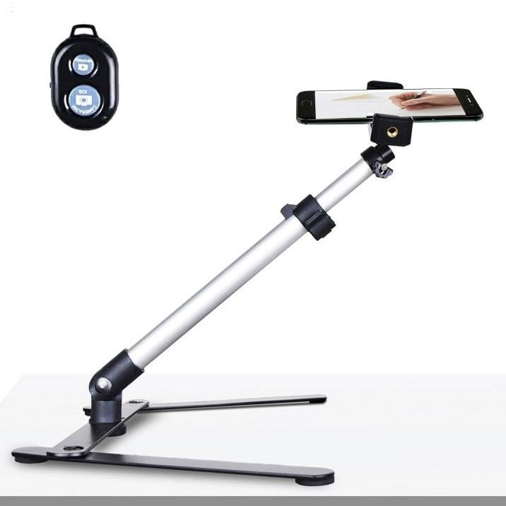 Multifunctional Adjustable 360 Degrees Rotation Photography Calligraphy Live Broadcasting Video Recording Mobile Phone Overhead Bracket with Bluetooth Remote Control