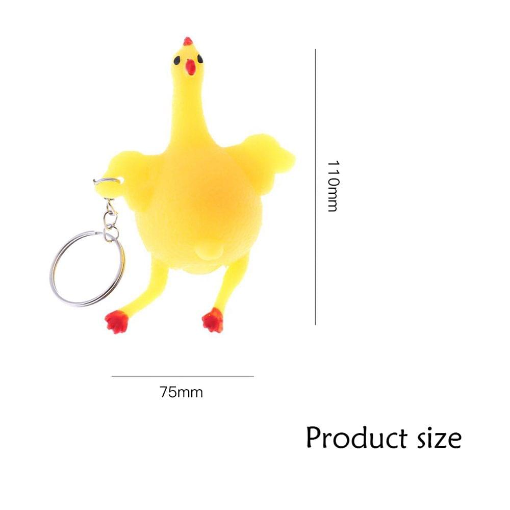 Funny Cute Squeeze Chicken Laying Egg Keychains Vent Chicken - 1pcs