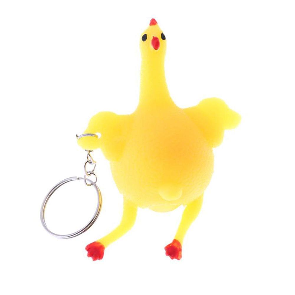 Funny Cute Squeeze Chicken Laying Egg Keychains Vent Chicken - 1pcs