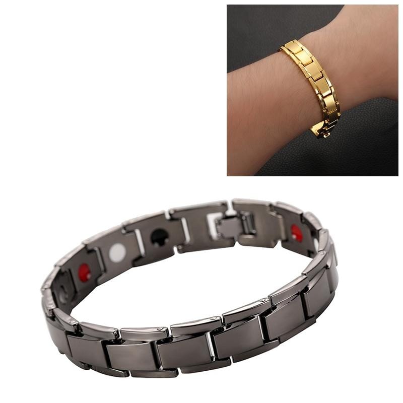 Men Detachable Titanium Steel Magnetic Therapy Bracelet Jewelry (Black)