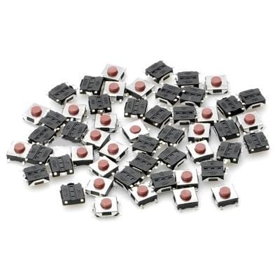 50 pcs DC 12V 50mA Mini Tact Switches, Size: 6 x 6 x 3.1mm