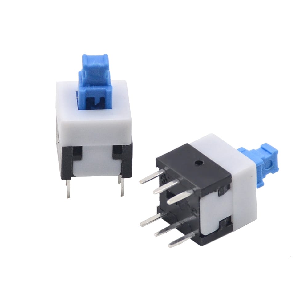 10 PCS Blue White Black Key Switch Self-locking Switch, Specification:7x7mm