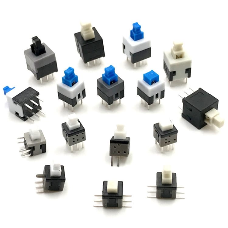 10 PCS Blue White Black Key Switch Self-locking Switch, Specification:7x7mm