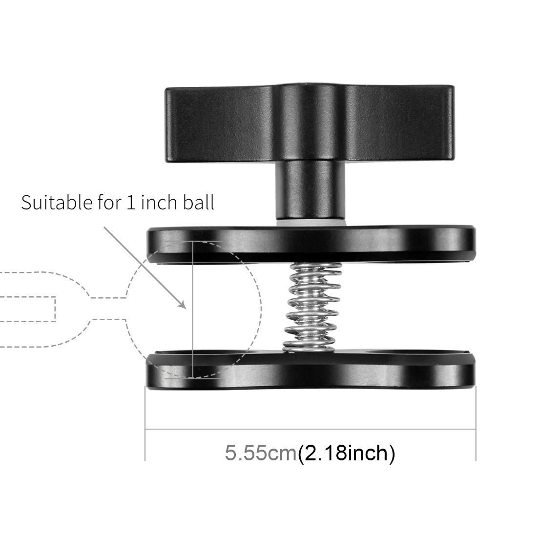 PULUZ Dual Ball Clamp Open Hole Diving Camera Bracket CNC Aluminum Spring Flashlight Clamp for Diving Underwater Photography System (Black)