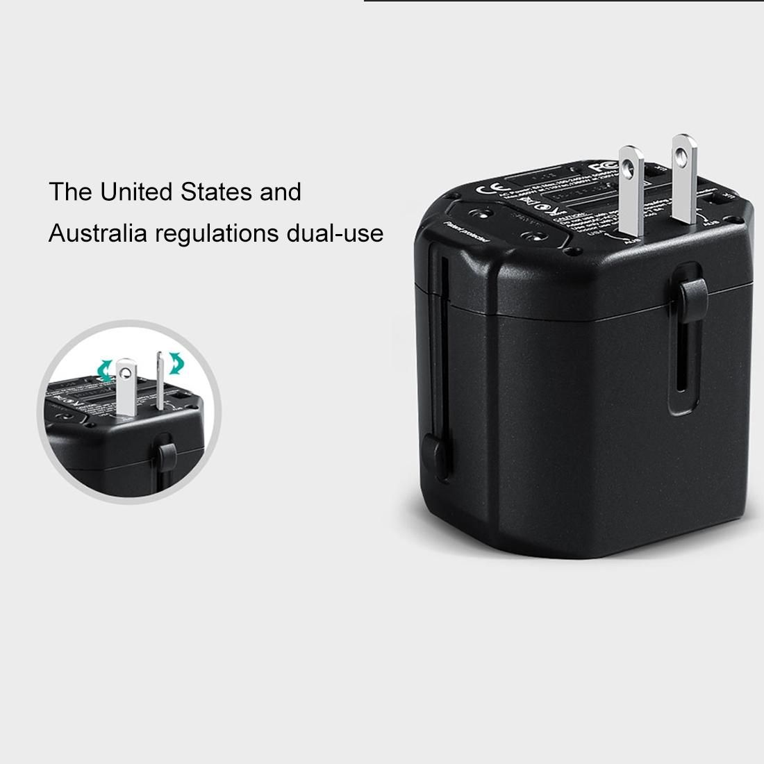 TOTUDESIGN 2.5A Total Output Universal Adapter Dual USB Ports Travel Charger with LED Indicator, Global Plug, For iPad, Laptop, iPhone, Samsung, HTC, Huawei, Xiaomi, and Other Smart Phones, Rechargeable Devices