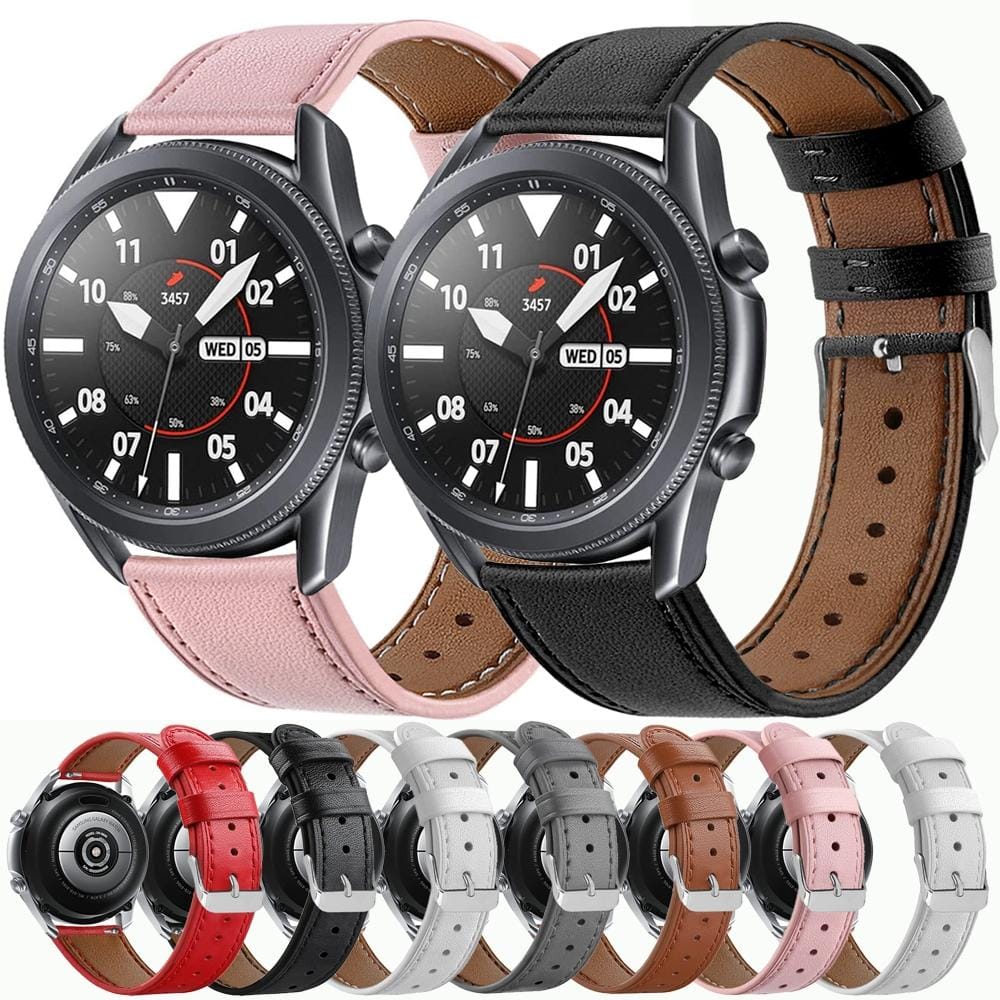 For Galaxy Watch 3 41mm Leather Replacement Strap Watchband (Brown)