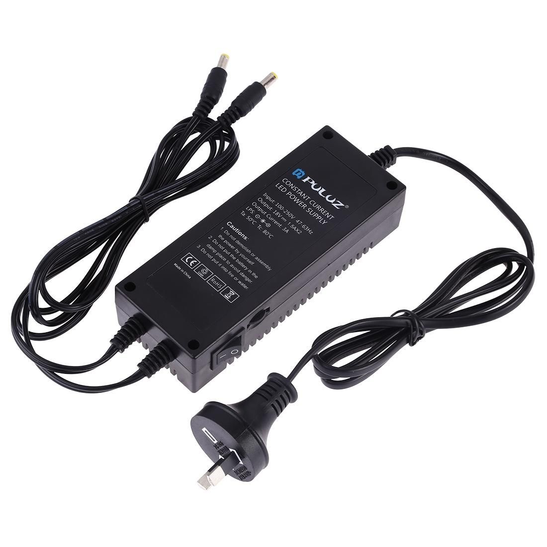 PULUZ Constant Current LED Power Supply Power Adapter for 80cm Studio Tent, AC 100-250V to DC 18V 3A (EU Plug)