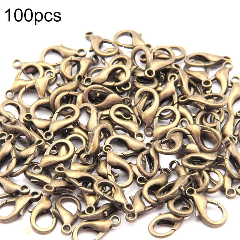 100 PCS 12mm DIY Jewelry Accessories High-quality Alloy Lobster Claw (Bronze)