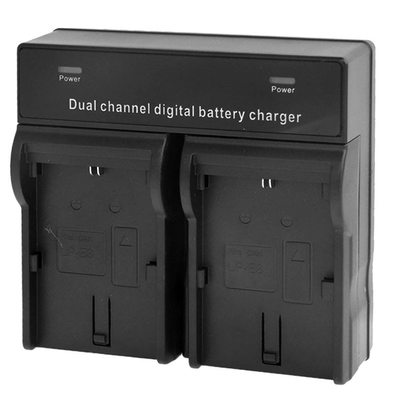 Dual Channel Digital Battery Charger for Canon LP-E6 (Black)