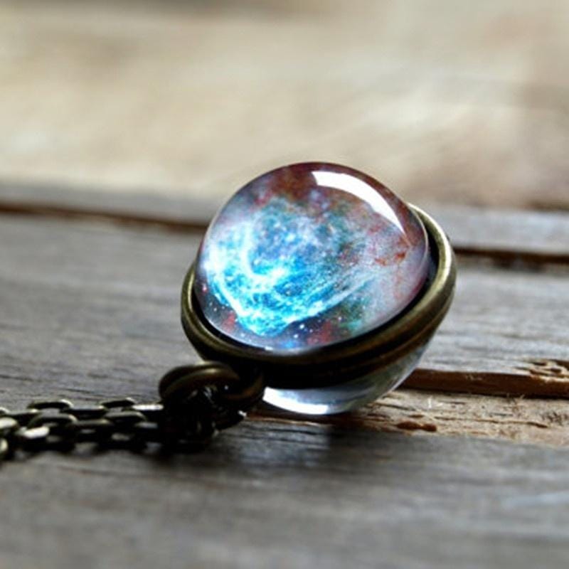 Double-sided Glass Globe Solar Cosmic Starry Necklace Galaxy Pendant