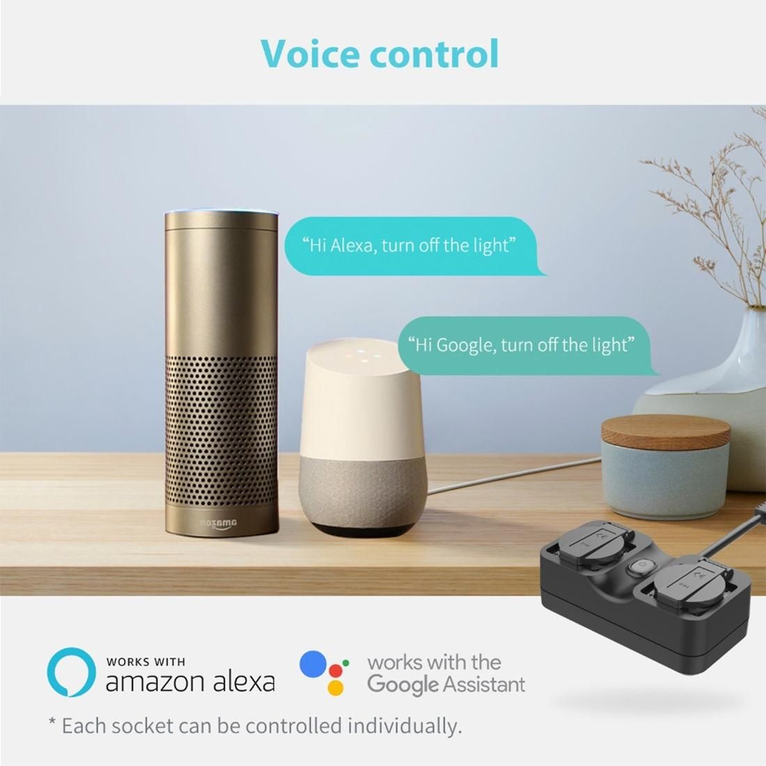 Meross MSS620EU Smart WiFi APP Remote Control IP44 Waterproof Outdoor Plug, Works with Alexa & Google Assistant & IFTTT, EU Plug (Black)