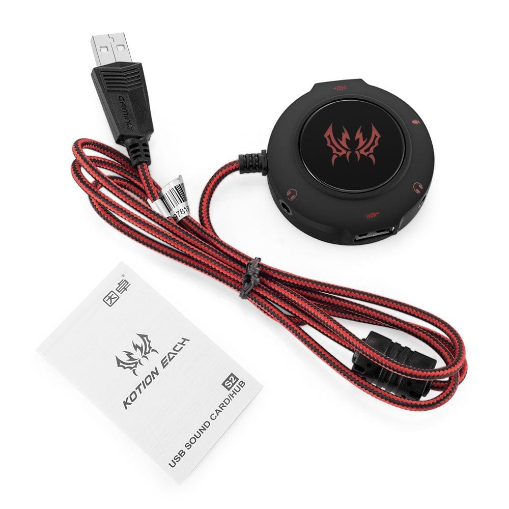 Kotion each S2 USB 2.0 Sound Card USB Hub Headphones