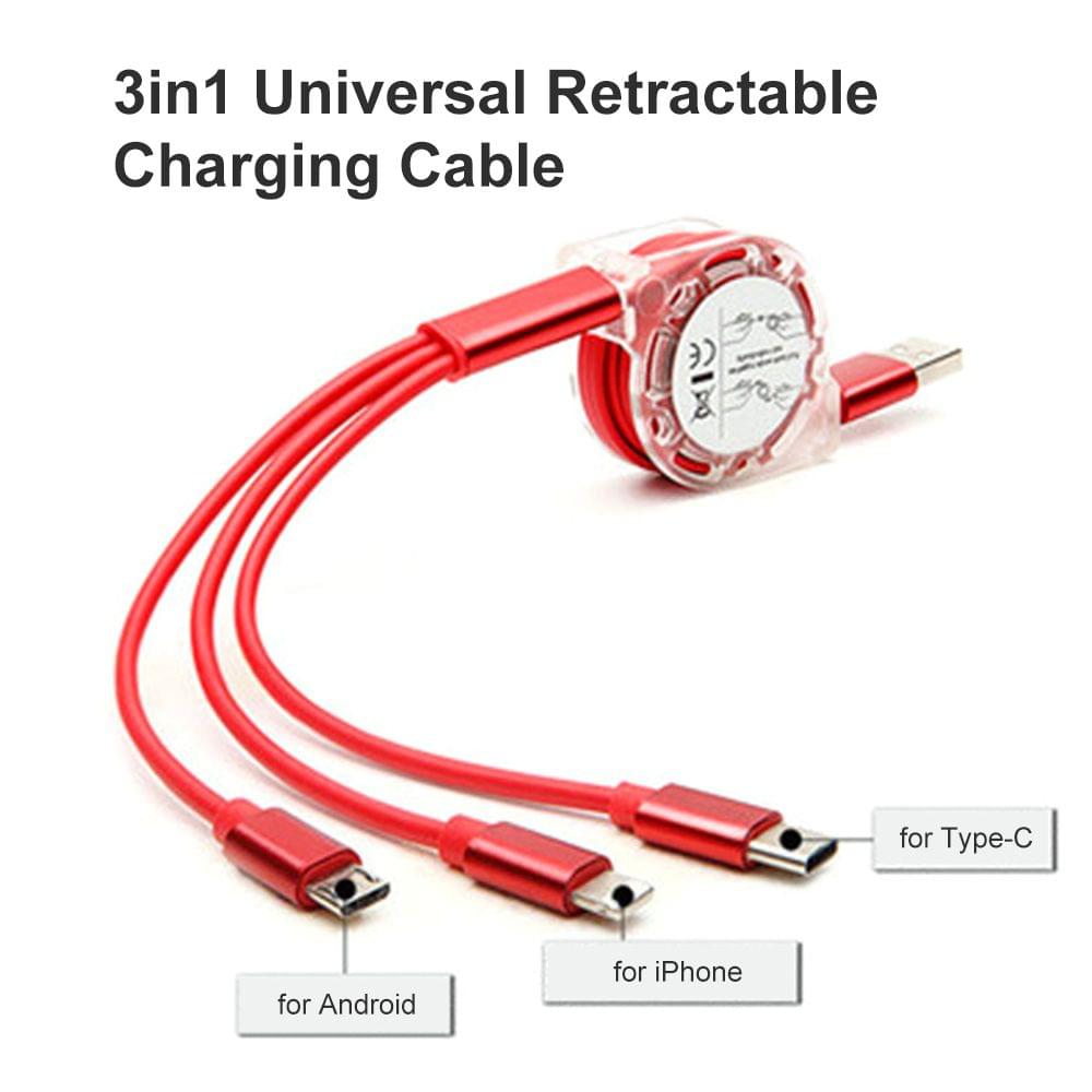 3in1 USB Charging Cable for iPhone X/8/7/6s/5s for Samsung