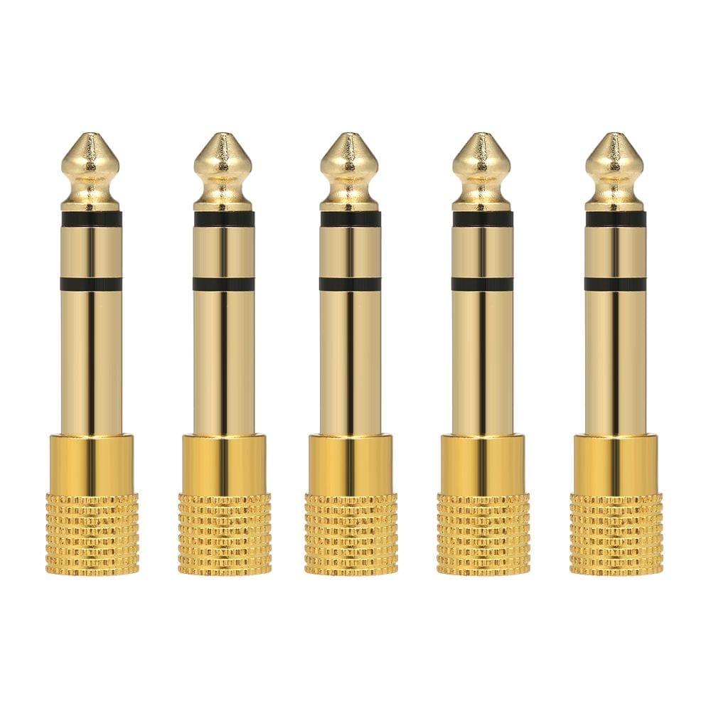5PCS Audio Jack Adapter 6.35mm Male 3.5mm Female Stereo Jack
