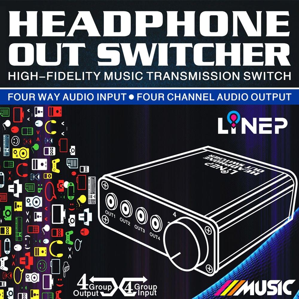 A985 Digital Audio Signal Switch 4 Input 4 Output Earphone