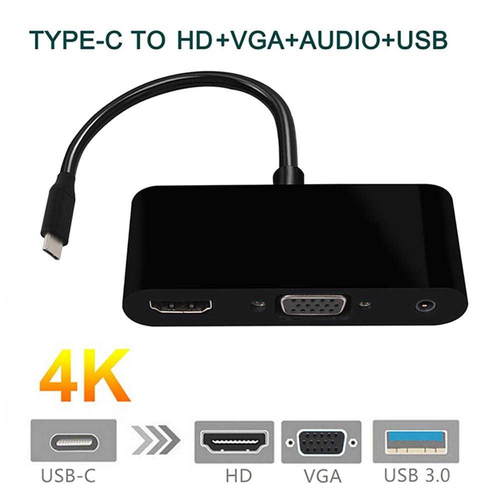 USB-C Type-C to HD VGA 3.5mm Audio 3 in 1 Converter Adapter