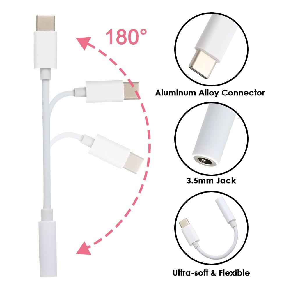 USB C to 3.5mm Headphone Jack Adapter with Digital Audio