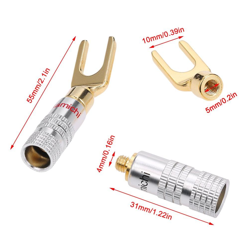 Y Spade Speaker Plugs Wire Connector Audio Loudspeaker - 4 pairs