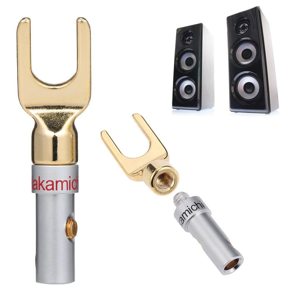 Y Spade Speaker Plugs Red & Black Adapter Gold Plated and - 5 Pairs