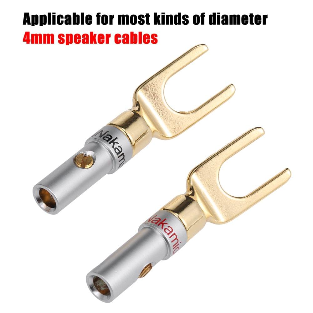 Y Spade Speaker Plugs Red & Black Adapter Gold Plated and - 5 Pairs