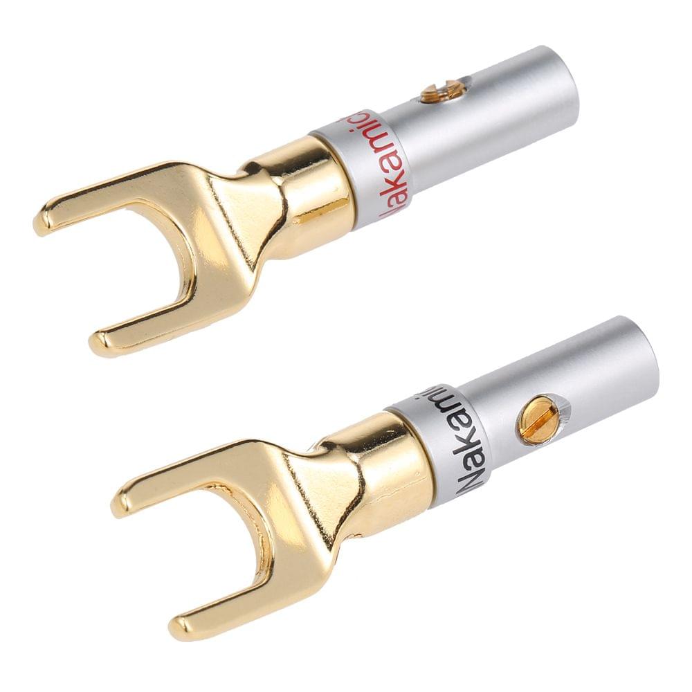 Y Spade Speaker Plugs Red & Black Adapter Gold Plated and - 5 Pairs