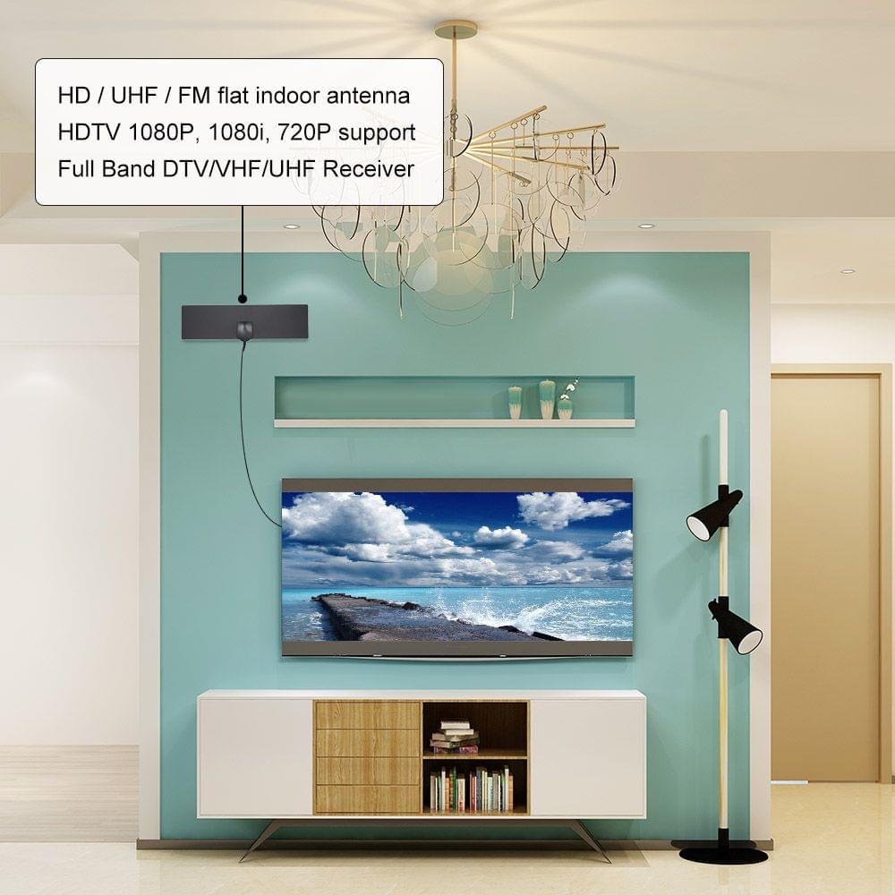Indoor HDTV Antenna Digital TV Antenna Flat Panel UHF FM HD
