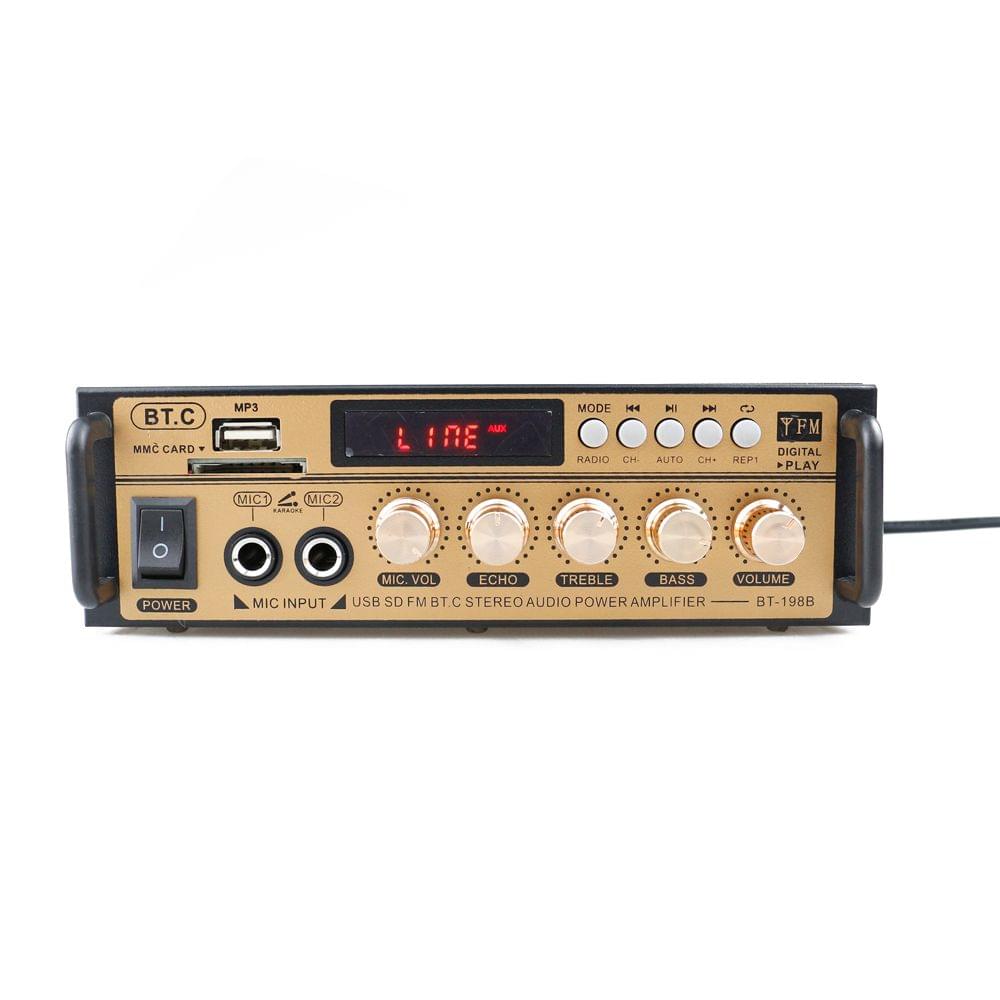 Mini 2CH LCD Display HIFI Audio Stereo Power Amplifier BT FM - EU Plug