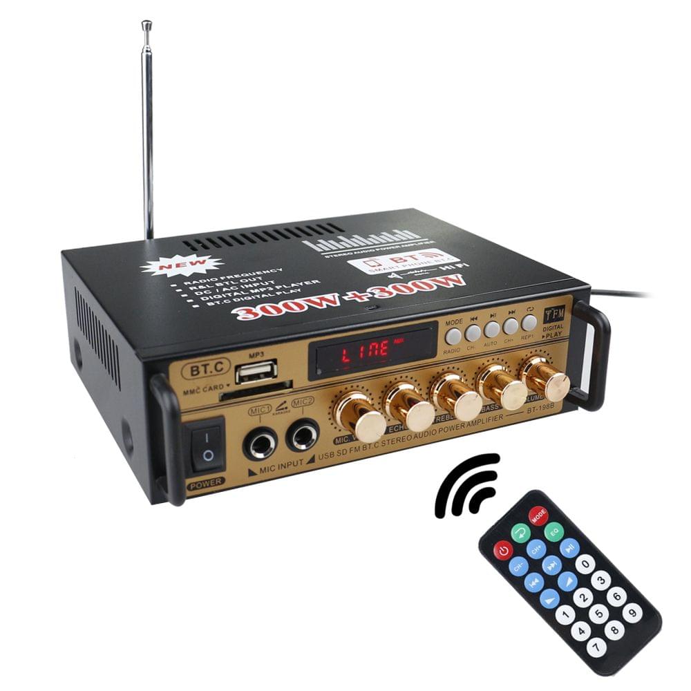 Mini 2CH LCD Display HIFI Audio Stereo Power Amplifier BT FM - EU Plug
