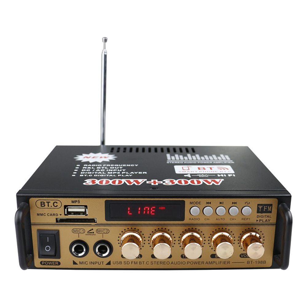 Mini 2CH LCD Display HIFI Audio Stereo Power Amplifier BT FM - EU Plug