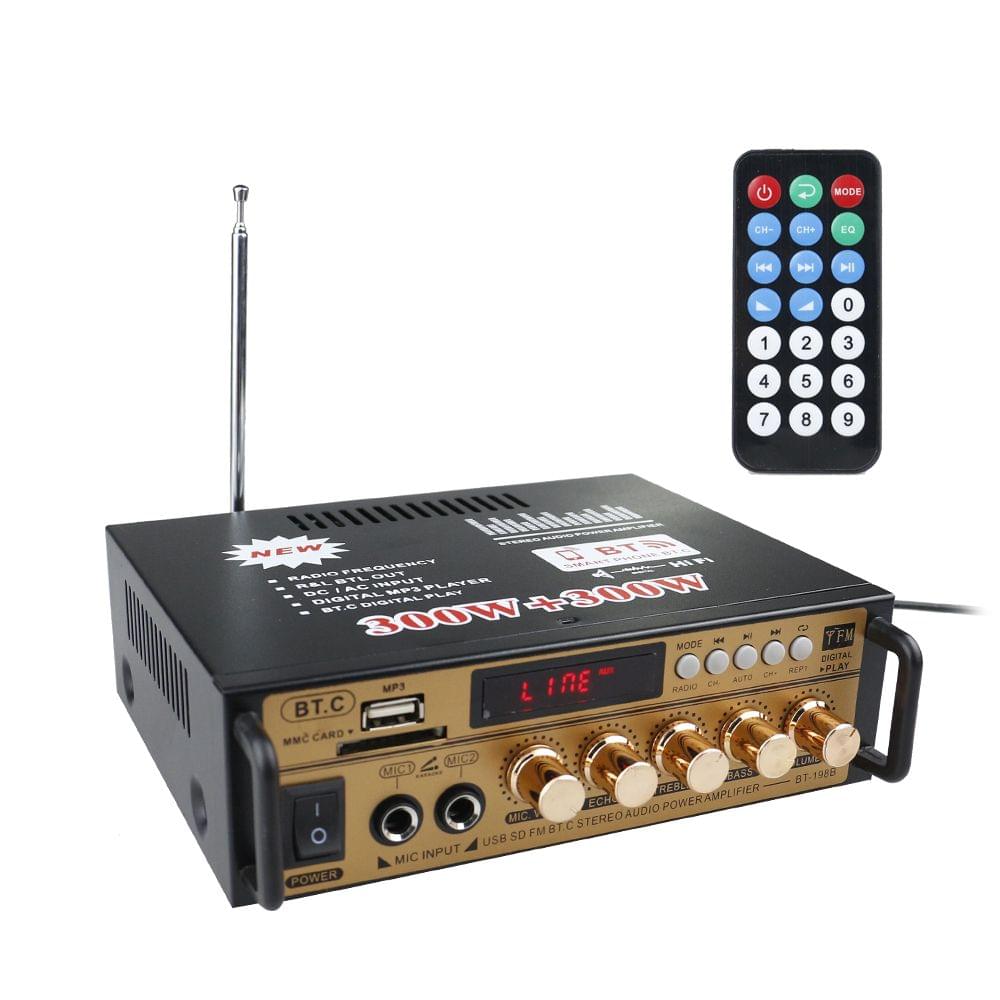 Mini 2CH LCD Display HIFI Audio Stereo Power Amplifier BT FM - EU Plug