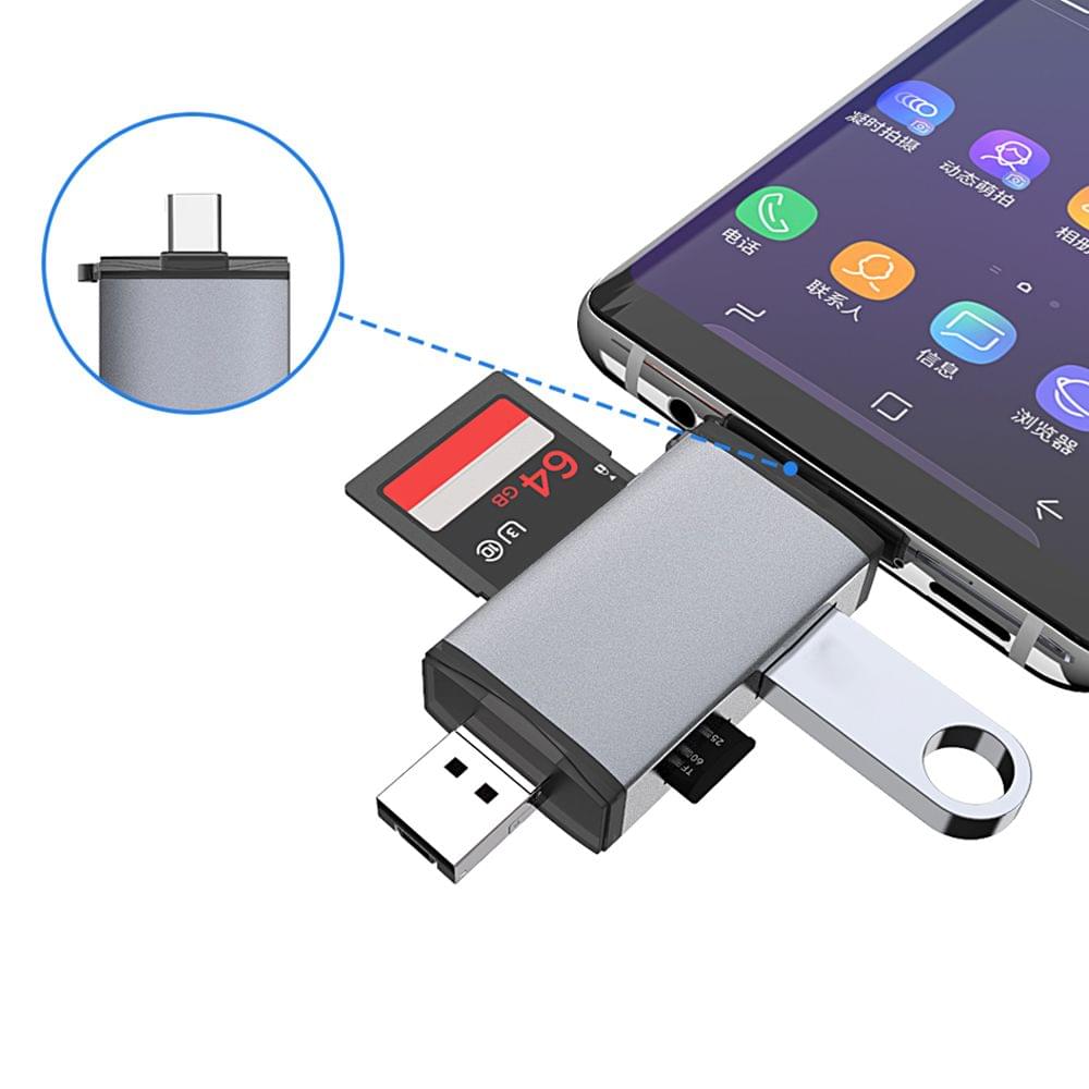 6 in 1 Card Reader USB Type-C Micro USB & USB 2.0 Combo to
