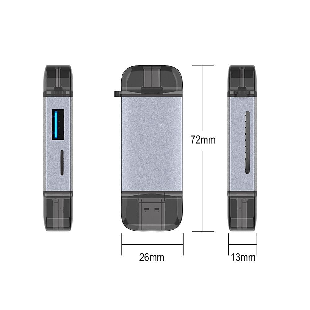 6 in 1 Card Reader USB Type-C Micro USB & USB 2.0 Combo to