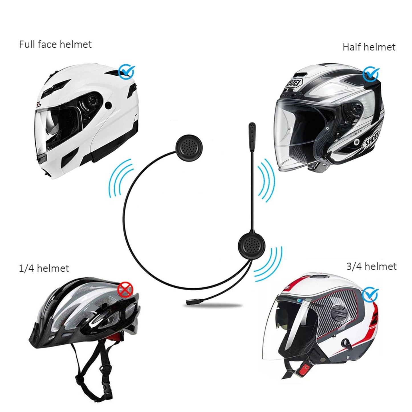 Uniqkart E200 Bluetooth Motorcycle Helmet Wireless Headset