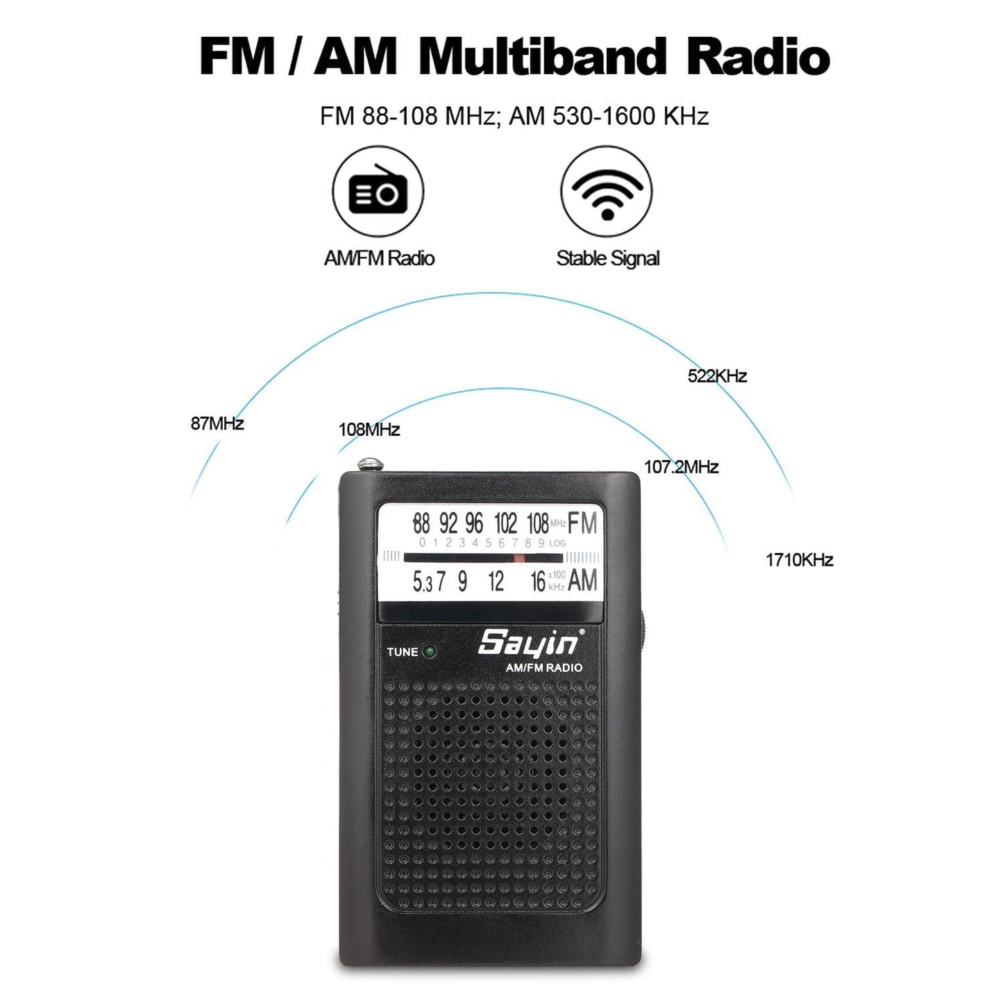 Mini AM FM Radio 2 Band Radio Receiver Portable Pocket