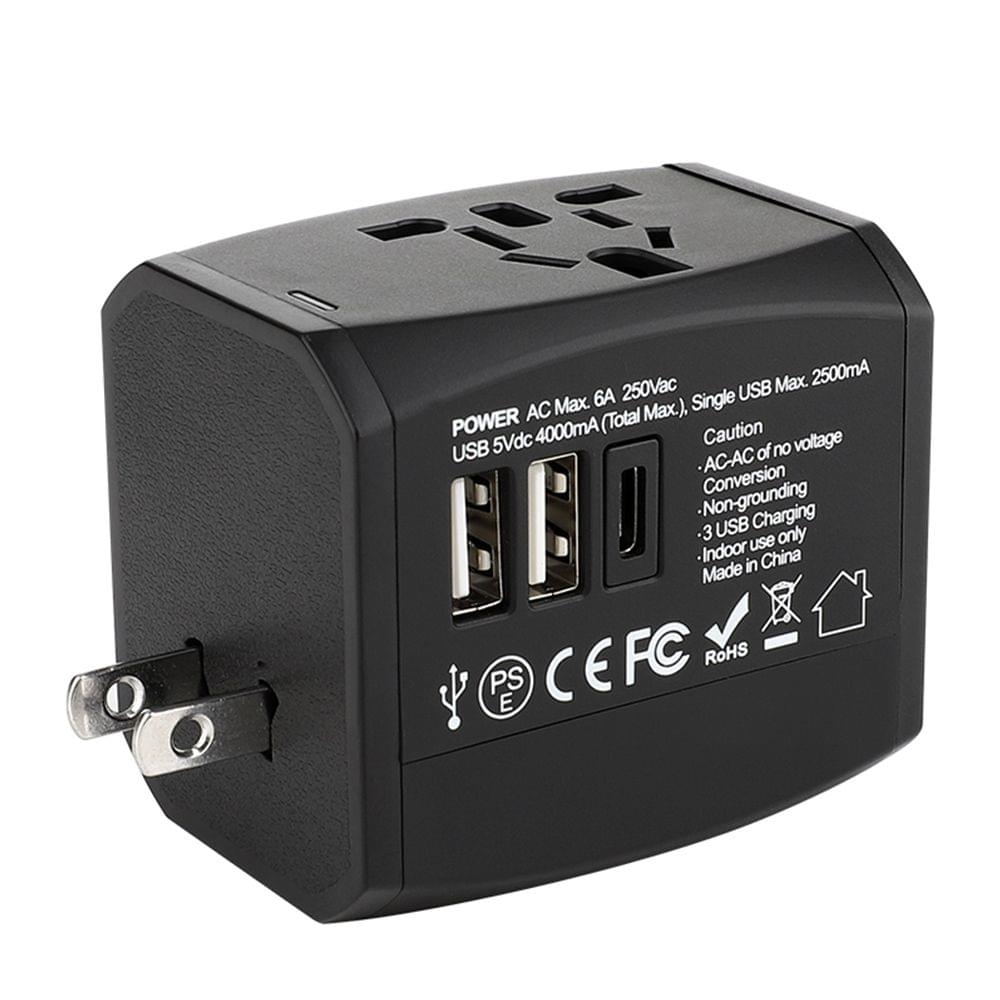 Universal Travel Adapter Worldwide All in One Phone Wall - 2USB and TYPE-C