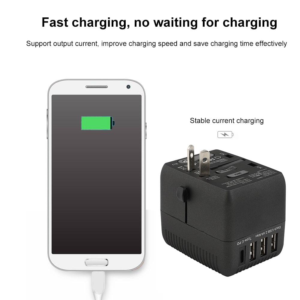 Universal Travel Adapter Worldwide All in One Phone Wall - 3USB and TYPE-C