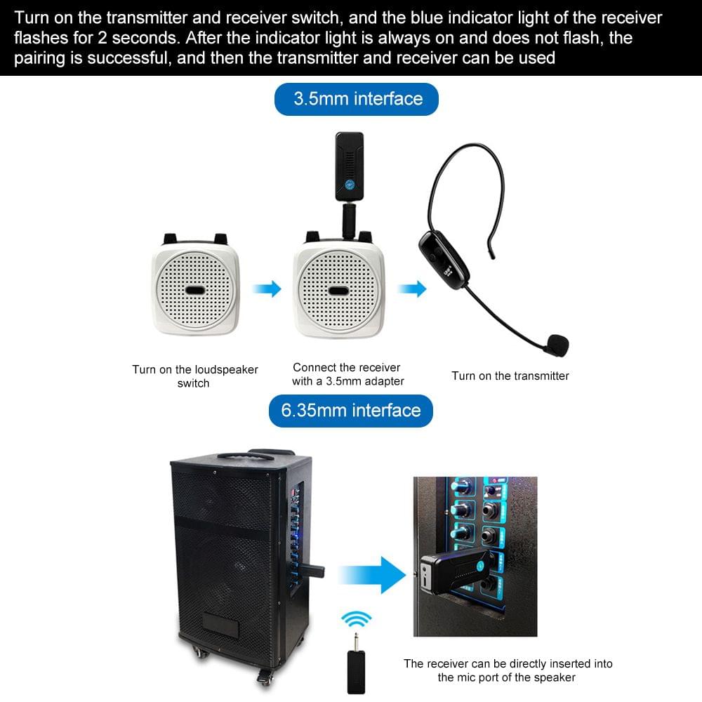 Head-mounted UHF Wireless Microphone One Drag Two